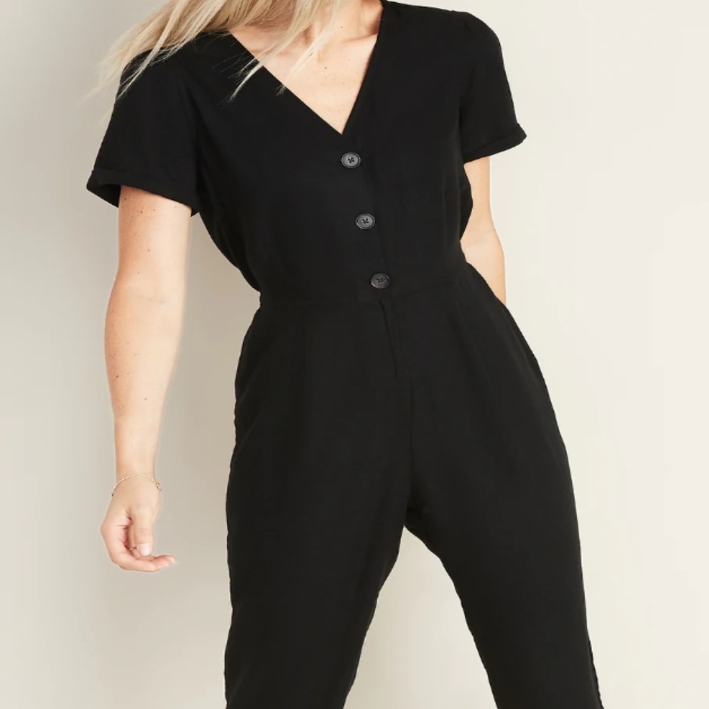 Old Navy V-Neck Button-Front Jumpsuit